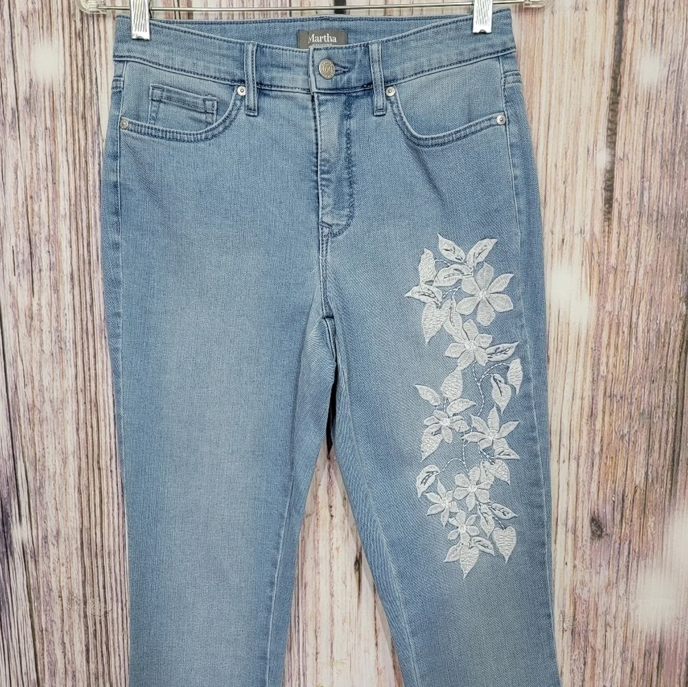 Martha Stewart Embroidered 5-Pocket Ankle Jeans - Picture 3 of 14